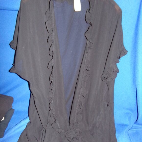 Vintage Black Chiffon Shear Lightweight Robe : Ladies 1x/2x - Never Worn - Avon - Picture 1 of 7